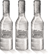 Engraving style icon showing three olive oil bottles in a row.